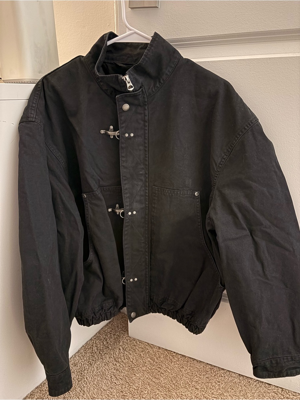 Black Zara Denim Toggle-Front Jacket